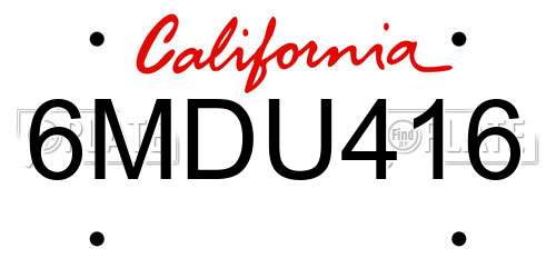 6MDU416 California License Plate