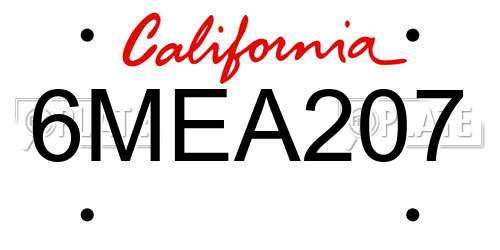 6MEA207 California License Plate