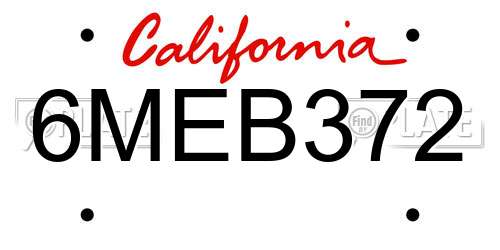 6MEB372 California License Plate
