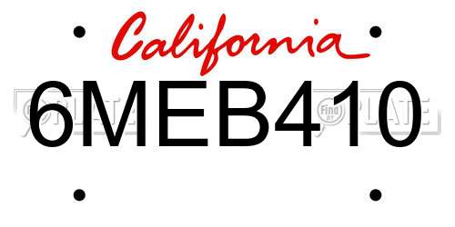 6MEB410 California License Plate