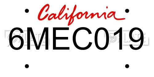 6MEC019 California License Plate