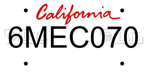 6MEC070 California License Plate