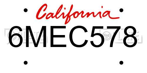 6MEC578 California License Plate