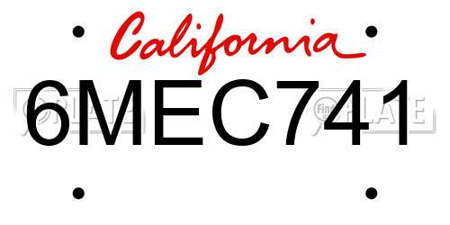 6MEC741 California License Plate
