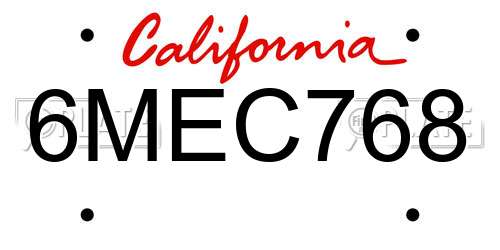6MEC768 California License Plate