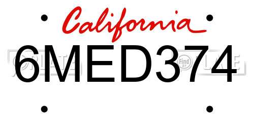 6MED374 California License Plate