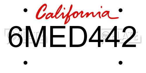 6MED442 California License Plate