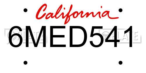 6MED541 California License Plate