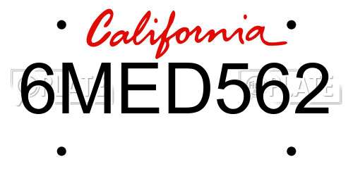 6MED562 California License Plate
