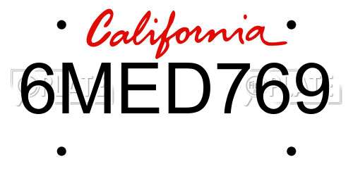 6MED769 California License Plate
