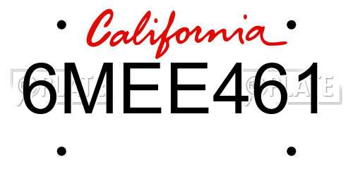 6MEE461 California License Plate