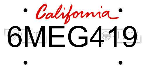 6MEG419 California License Plate