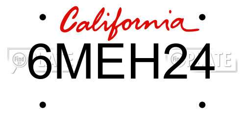 6MEH24 California License Plate
