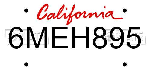 6MEH895 California License Plate