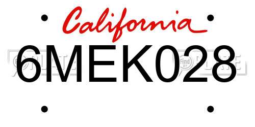 6MEK028 California License Plate