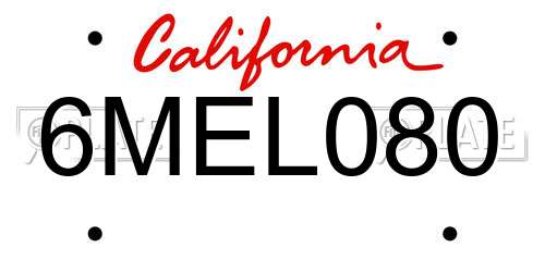6MEL080 California License Plate