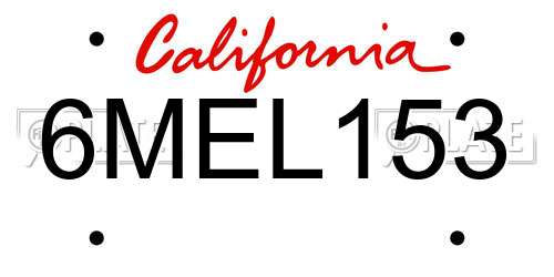 6MEL153 California License Plate