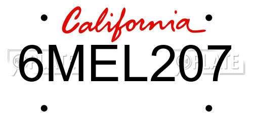 6MEL207 California License Plate