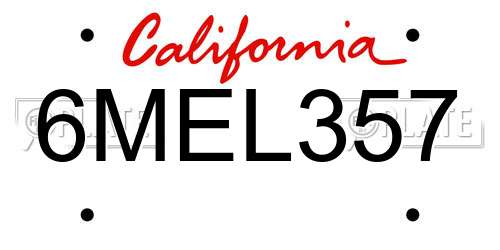 6MEL357 California License Plate