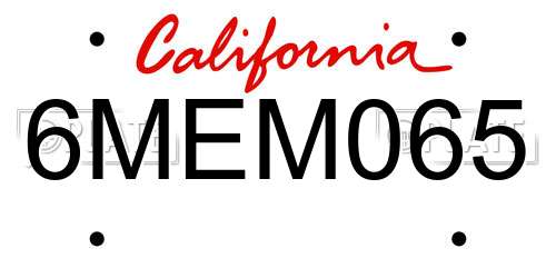 6MEM065 California License Plate