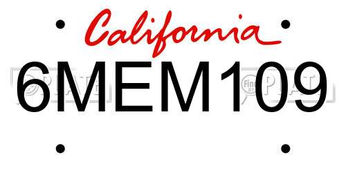 6MEM109 California License Plate