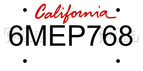 6MEP768 California License Plate