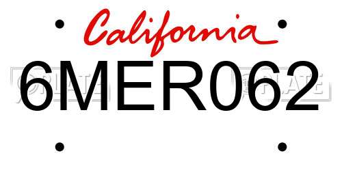 6MER062 California License Plate