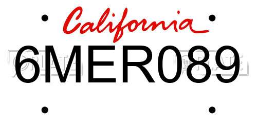 6MER089 California License Plate