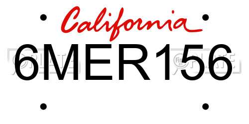 6MER156 California License Plate