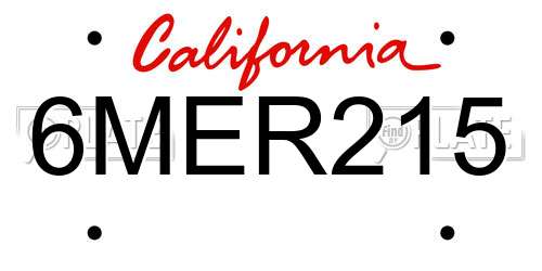 6MER215 California License Plate