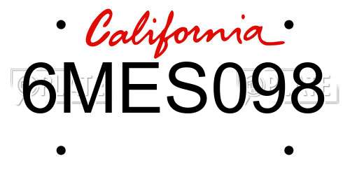 6MES098 California License Plate