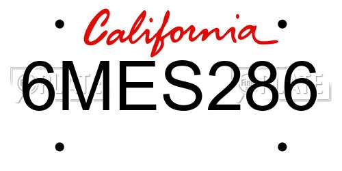6MES286 California License Plate