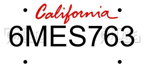 6MES763 California License Plate