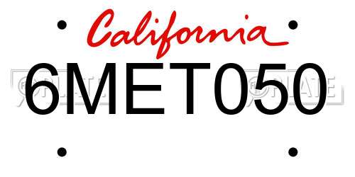6MET050 California License Plate