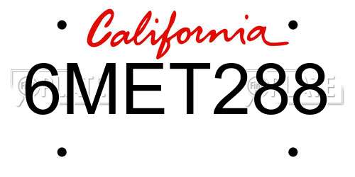 6MET288 California License Plate