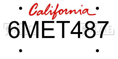 6MET487 California License Plate