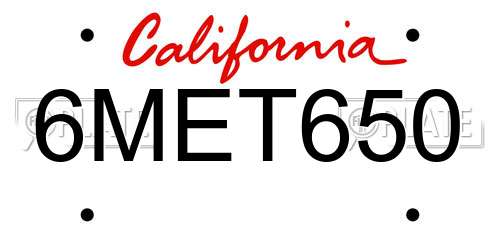 6MET650 California License Plate