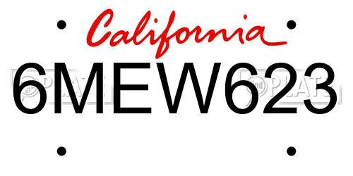 6MEW623 California License Plate
