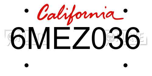 6MEZ036 California License Plate
