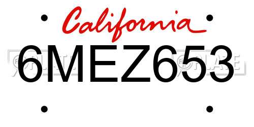 6MEZ653 California License Plate