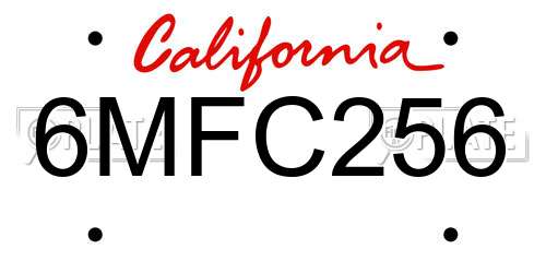 6MFC256 California License Plate
