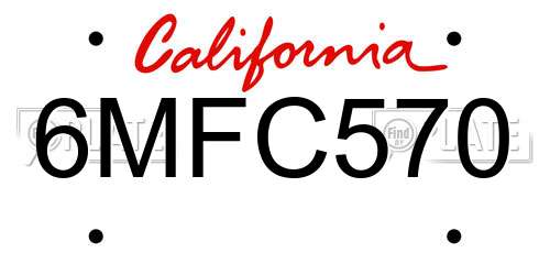 6MFC570 California License Plate