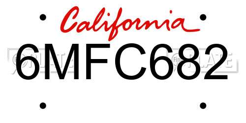 6MFC682 California License Plate