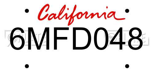 6MFD048 California License Plate