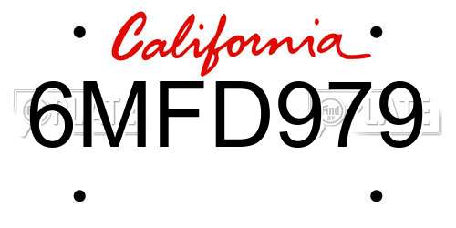 6MFD979 California License Plate