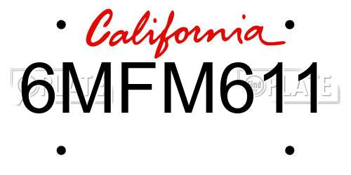 6MFM611 California License Plate