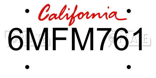 6MFM761 California License Plate