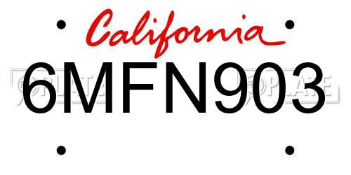 6MFN903 California License Plate