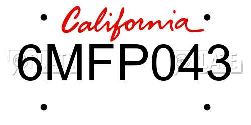 6MFP043 California License Plate