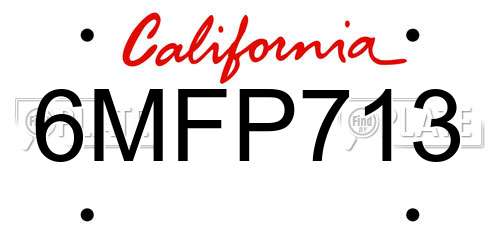 6MFP713 California License Plate